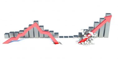 falling red arrow and lifting Buy These 3 Stocks if the 2022 Dip Follows the Pandemic Trajectory