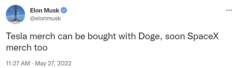 musk tweet Elon Musk Says Spacex Will Soon Accept Dogecoin for Merchandise — Starlink Subscriptions Could Follow